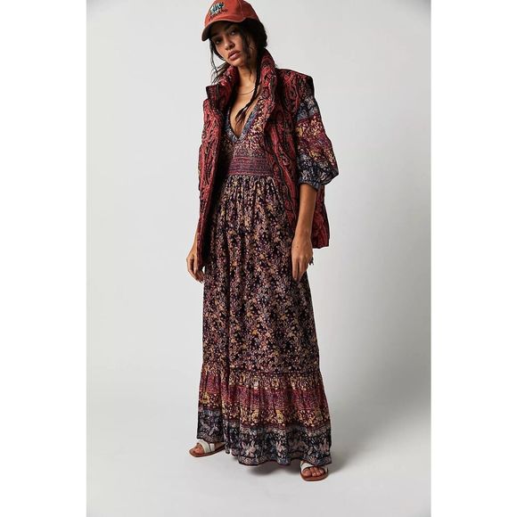 New Free People Golden Hour Border Maxi Dress Size XS - Picture 1 of 4